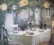 Le Sidaner Henri Table beneath Lanterns oil on canvas